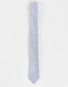 Галстук серебристого цвета с голубым принтом пейсли Topman-Серебряный
