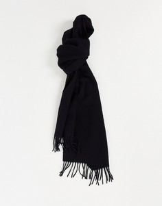 Шерстяной шарф из 100% шерсти Selected Homme-Черный цвет