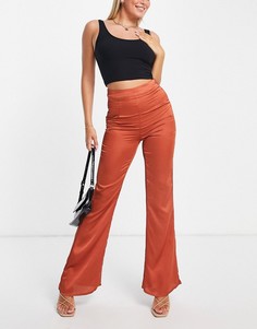 Атласные брюки рыжего цвета с широкими штанинами Saint Genies-Оранжевый цвет