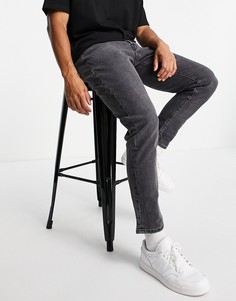 Черные выбеленные суженные книзу джинсы из органического хлопка Selected Homme-Черный цвет