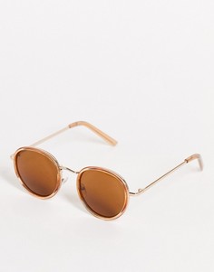 Круглые солнцезащитные очки янтарного цвета в стиле унисекс AJ Morgan-Оранжевый цвет