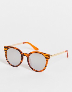 Солнцезащитные очки в круглой оправе коричневого цвета с черепаховым принтом в стиле унисекс AJ Morgan-Коричневый цвет