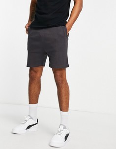 Темно-серые шорты в рубчик с логотипом от комплекта The Couture Club-Серый