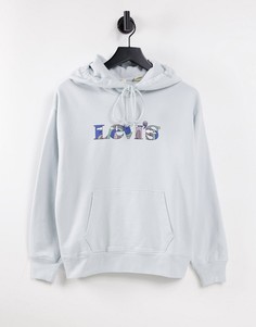 Бледно-синий худи с графическим логотипом Levis-Голубой
