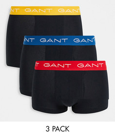Набор из 3 боксеров-брифов черного цвета с контрастным поясом красного, синего и желтого цвета с логотипом Gant-Черный цвет