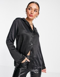 Черная атласная рубашка (от комплекта) Extro & Vert-Черный цвет