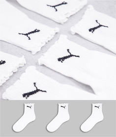 Набор из 3 пар белых носков с черным логотипом PUMA-Белый
