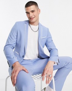 Светло-голубой приталенный пиджак Twisted Tailor Livingston