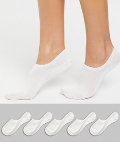Набор из 5 пар белых коротких носков из материала с добавлением органического хлопка Monki-Белый