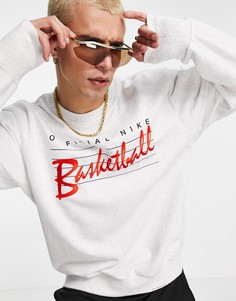 Светло-серый свитшот с круглым вырезом Nike Basketball Standard Issue