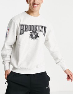 Серый меланжевый свитшот с круглым вырезом Nike Basketball NBA Brooklyn Nets