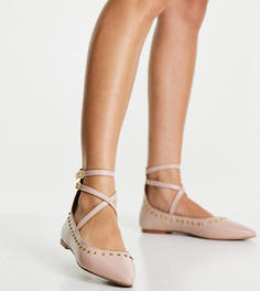 Нежно-розовые кожаные туфли на плоской подошве с заклепками schuh Laney-Светло-бежевый цвет