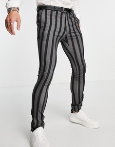 Креповые брюки зауженного кроя в полоску Bolongaro Trevor-Черный цвет