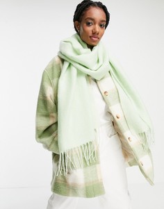 Зеленый очень мягкий длинный шарф из ткани с кисточками ASOS DESIGN-Зеленый цвет
