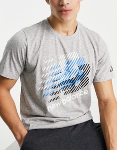 Серая футболка с графическим принтом New Balance-Серый