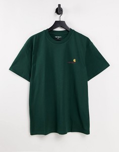Зеленая oversized-футболка с надписью "American" Carhartt WIP-Зеленый цвет
