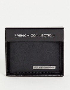 Черный бумажник классического складного дизайна с металлической планкой French Connection-Черный цвет