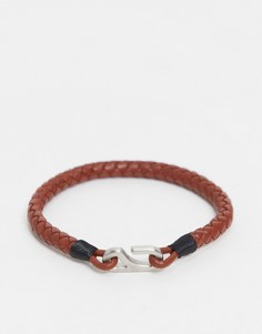 Плетеный кожаный браслет с застежкой на крючок Tommy Hilfiger-Коричневый цвет