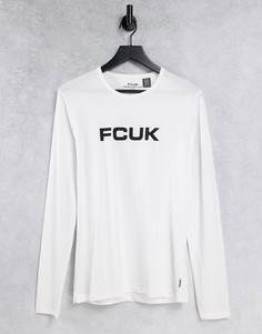 Белый лонгслив с логотипом FCUK French Connection