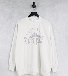 Светлый эксклюзивный свитшот с рисунком в университетском стиле от комплекта Noisy May Curve-Белый