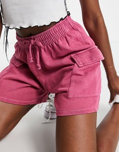 Розовые спортивные шорты с накладными карманами Topshop-Розовый цвет