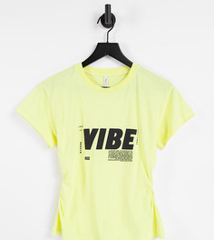 Желтая футболка с принтом "Vibe" и поясом на резинке ASYOU-Желтый