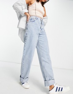 Выбеленные oversized-джинсы в винтажном стиле Topshop-Голубой