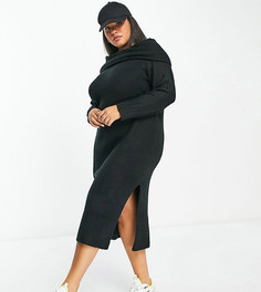 Черное трикотажное платье миди с открытыми плечами ASOS DESIGN Curve-Черный цвет