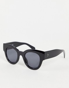 Черные крупные солнцезащитные очки формы "кошачий глаз" с круглыми линзами NA-KD-Черный цвет