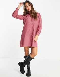 Платье-рубашка в стиле oversized розового цвета в клетку Urban Threads-Розовый цвет