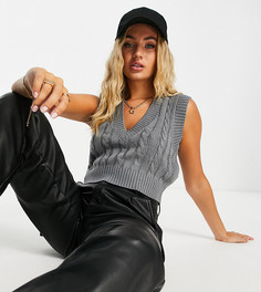 Укороченная трикотажная майка серого цвета Missguided-Серый