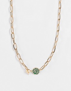 Золотистое ожерелье-цепочка с эмалью Icon Brand-Золотистый