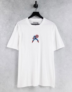 Oversized-футболка с вышивкой Капитана Америки-Белый Poetic Brands