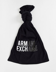 Черный шарф с крупным логотипом Armani Exchange-Черный цвет
