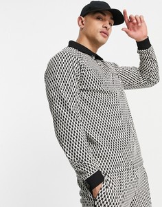 Строгий жаккардовый свитшот черно-белого цвета (от комплекта) ASOS DESIGN-Черный цвет