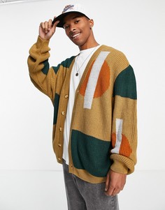 Кардиган из жаккарда с абстрактными формами ASOS DESIGN-Коричневый цвет