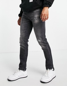 Суперэластичные суженные книзу джинсы выбеленного серого цвета Jack & Jones Intelligence Glenn-Серый