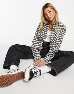Рубашка в стиле oversized в клетку нейтрального цвета Topshop-Светло-бежевый цвет