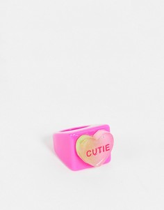 Каучуковое кольцо розового цвета с надписью "Cutie" Vintage Supply-Розовый цвет