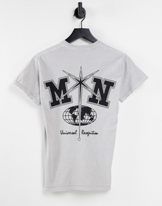 Светлая oversized-футболка с черным принтом логотипа Mennace-Белый