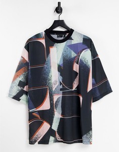 Oversized-футболка с надписями ASOS DESIGN-Черный цвет