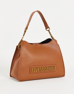 Светло-коричневая сумка на плечо с логотипом Love Moschino-Коричневый цвет