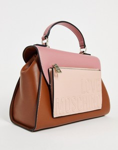 Розовая сумка-тоут с логотипом и ручкой сверху Love Moschino-Розовый цвет