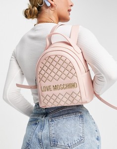 Розовый стеганый рюкзак с логотипом Love Moschino-Серый