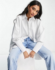 Белая хлопковая oversized-рубашка в голубую полоску ASOS EDITION-Разноцветный