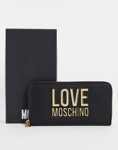 Черный бумажник с большим логотипом Love Moschino-Черный цвет