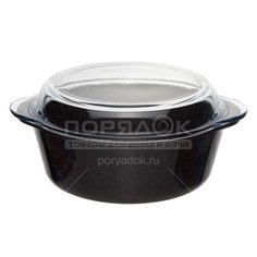 Форма для выпечки жаропрочная стеклянная Borcam 59003NS круглая с крышкой, 2.1 л