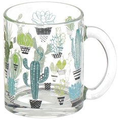 Кружка стекло, 300 мл, Кактусы, Декостек, 208-Д