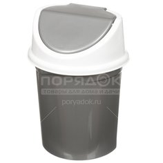 Мусорный контейнер пластик, 4 л, круглый, плавающая крышка, серый,белый, Violet, 0404/58/140458