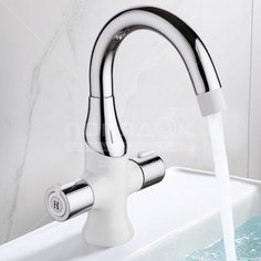 Смеситель для раковины, Gappo, с кран-буксой, белый, G1049